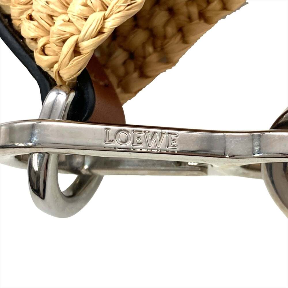 LOEWE Slit Mini Shoulder Bag in Beige Raffia Leather with Silver Hardware and... - Picture 7 of 9